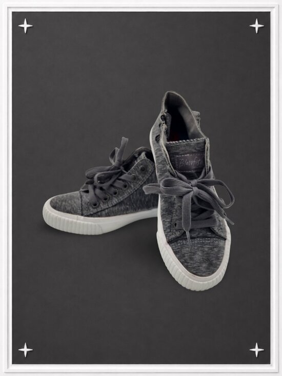 Blowfish Malibu Shoes - Grey/White Low-Top Side Strap Sneakers | Women's 6